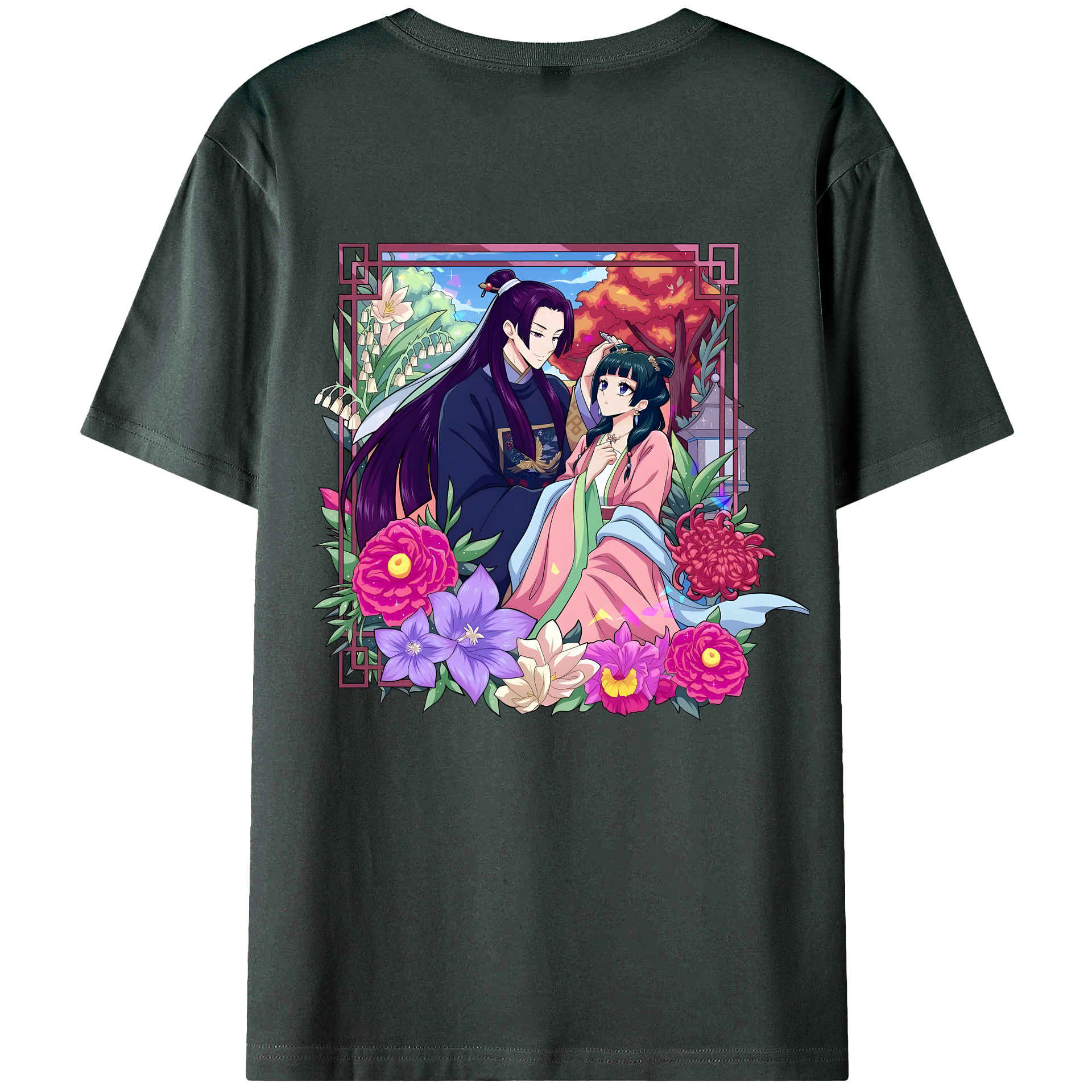 （画像用） 薬屋のひとりごと The Apothecary Diaries 綿100％ メンズ半袖Tシャツ（バックプリント） 通気性